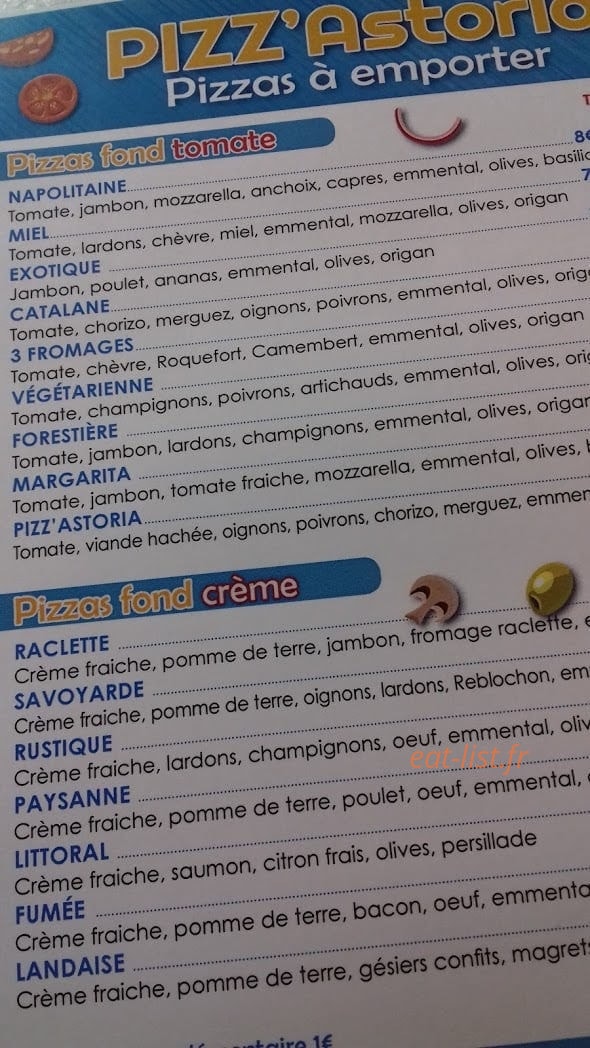 Pizz'Astoria — carte page 1