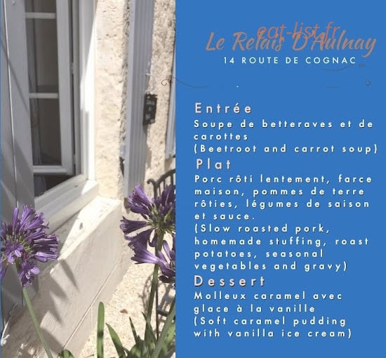 Le Relais d'Aulnay — carte page 1