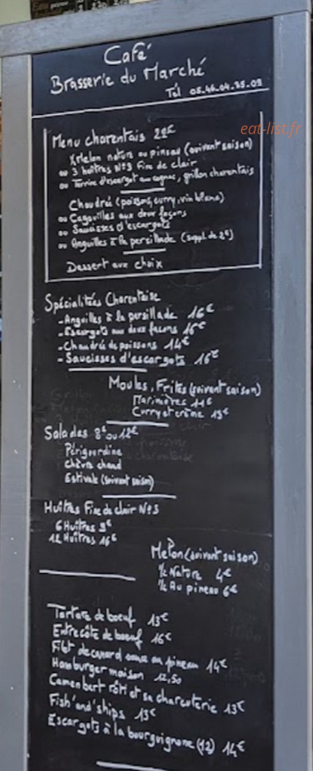 Brasserie Du Marché — carte page 1