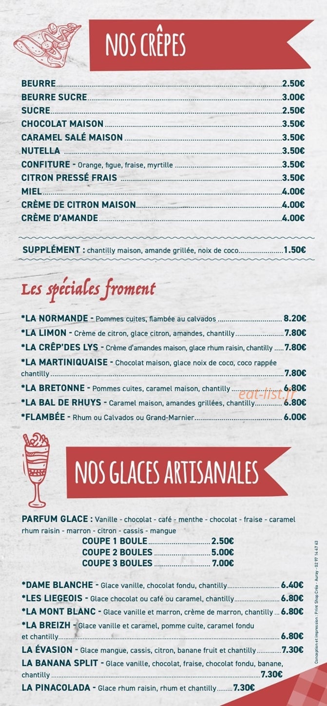 Crêperie Rozell — carte page 1