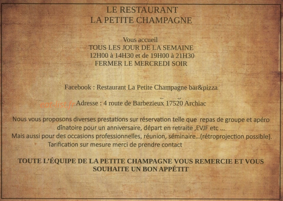La Petite Champagne — carte page 4