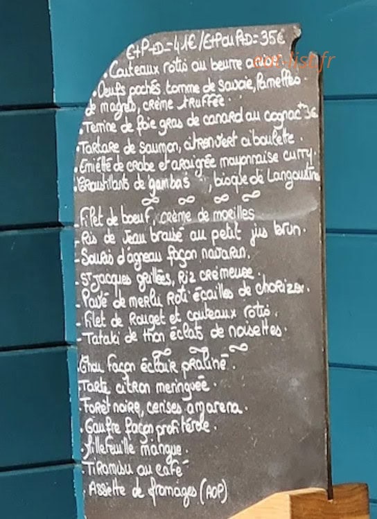 Carte et menu de La Fleur De Sel à Arvert — La carte