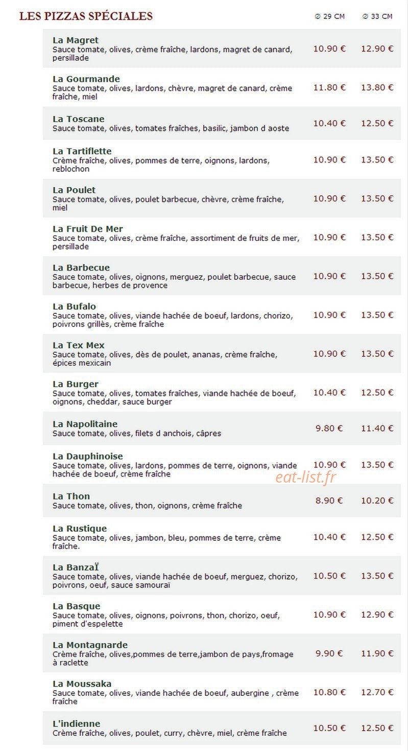 Le Kiosque à Pizzas — carte page 3