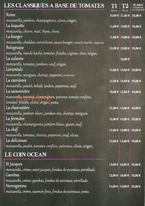 Aroma pizz — carte page 2