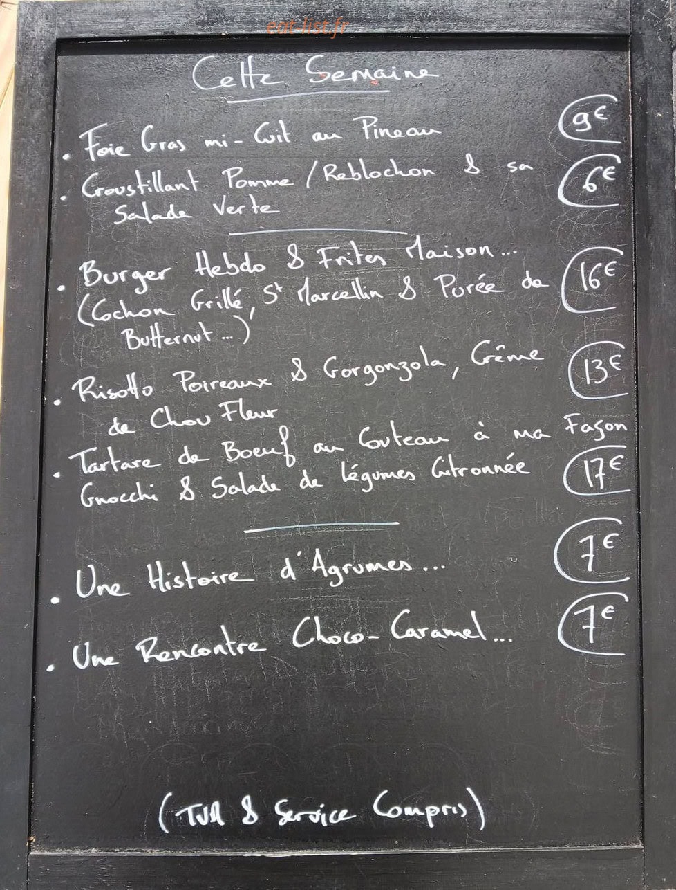 Comme à la Maison — carte page 1