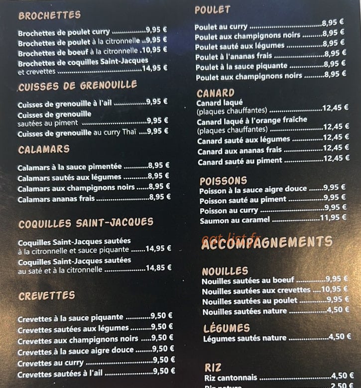 Délices de Saigon — carte page 2