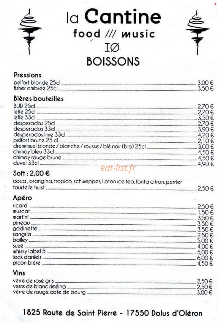 La Cantine — carte page 1