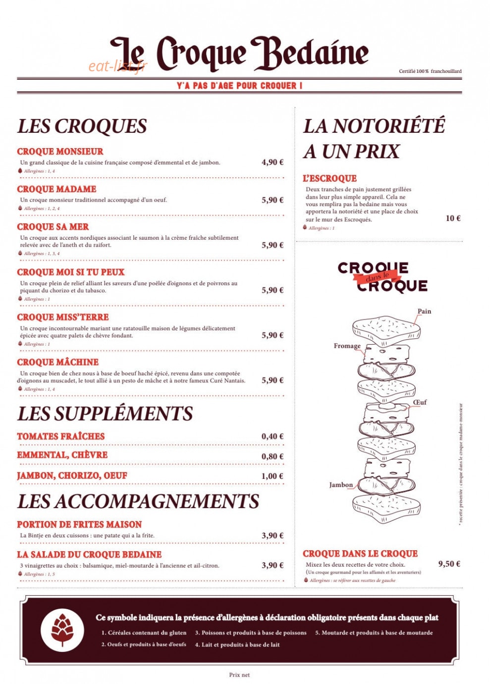 Le Croque Bedaine — carte page 1