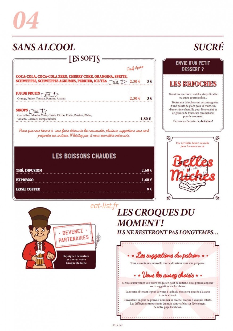 Le Croque Bedaine — carte page 4