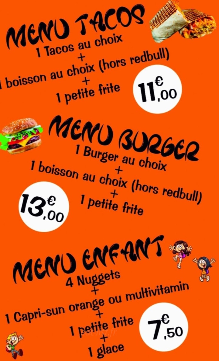 Oui snack — carte page 1