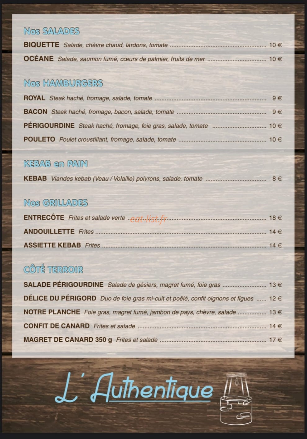 L’authentique — carte page 2