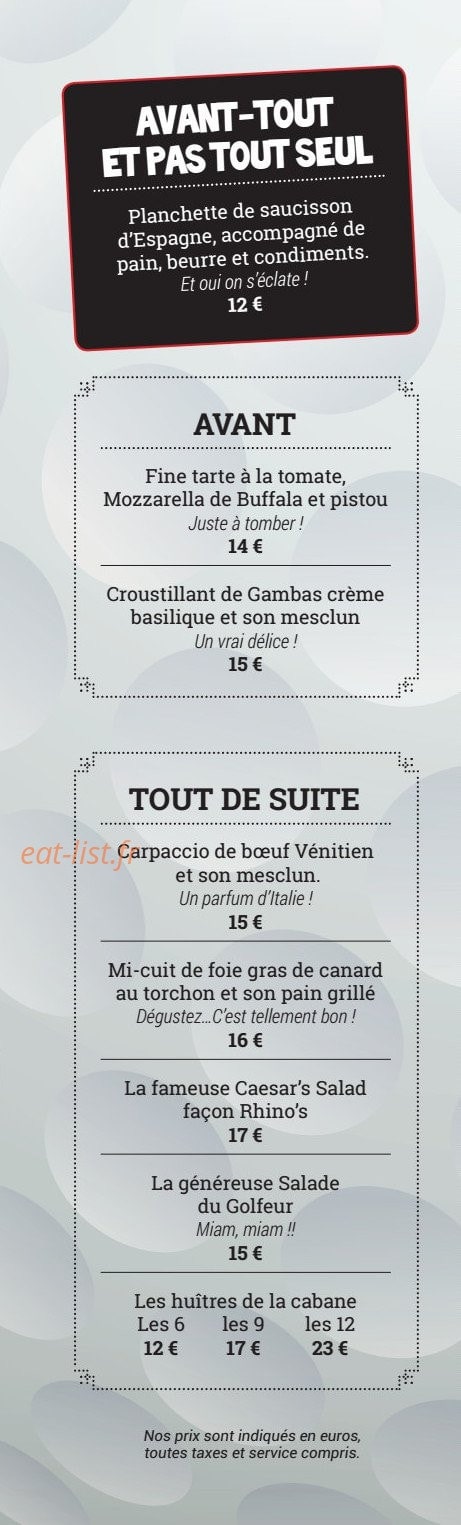 Le Rhino's Club — carte page 2