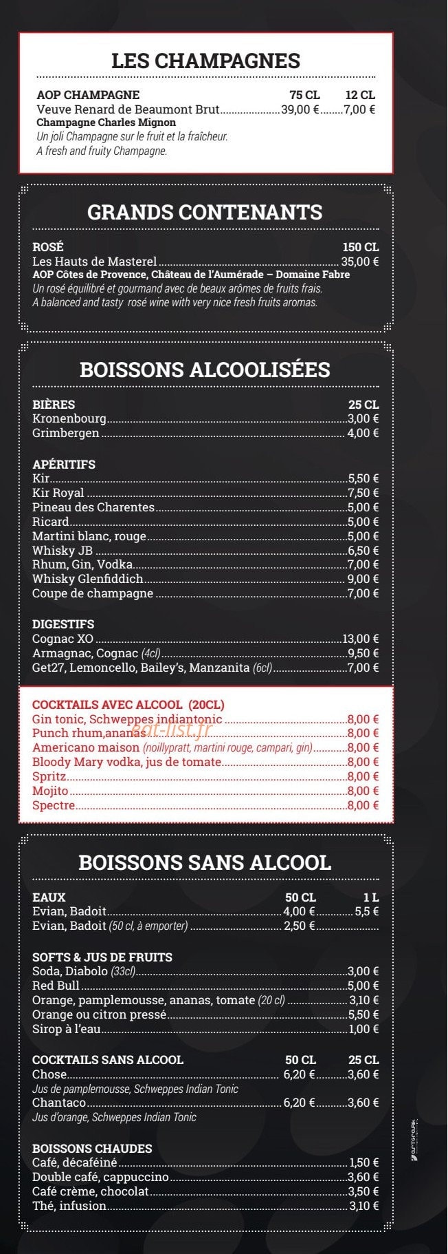Le Rhino's Club — carte page 7