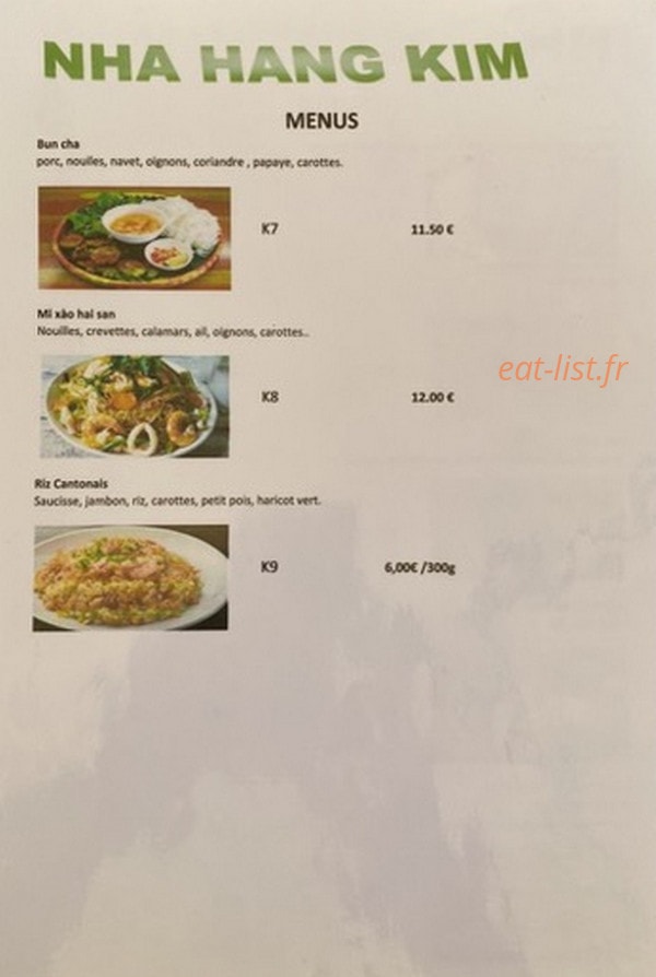 Nhà Hàng kim — carte page 2