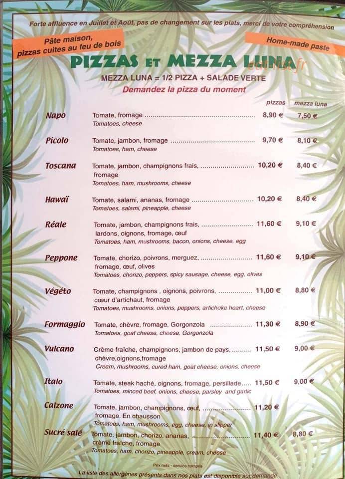 Sucré Salé — carte page 1