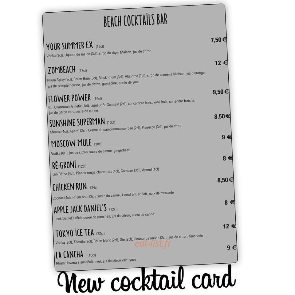 Beach Bar — carte page 2