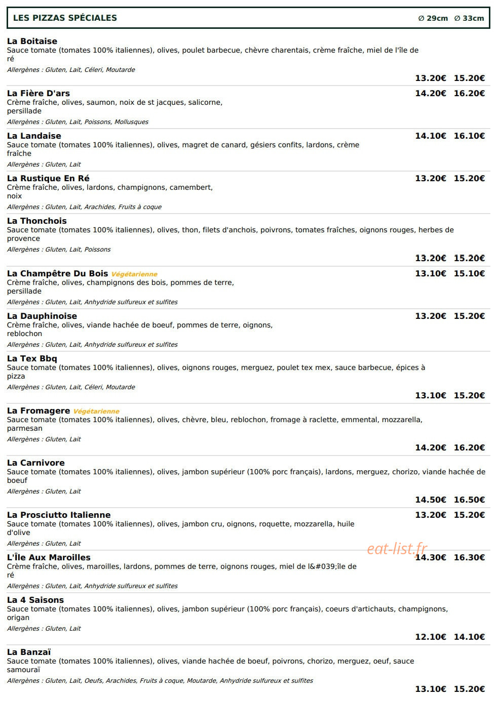 Le Kiosque à Pizzas — carte page 3