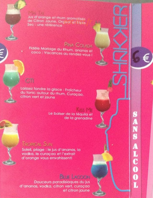 Carte et menu de Au gré du vent à Saint Clement des Baleines — Les cocktails