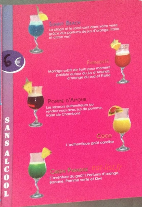 Carte et menu de Au gré du vent à Saint Clement des Baleines — Les cocktails suite