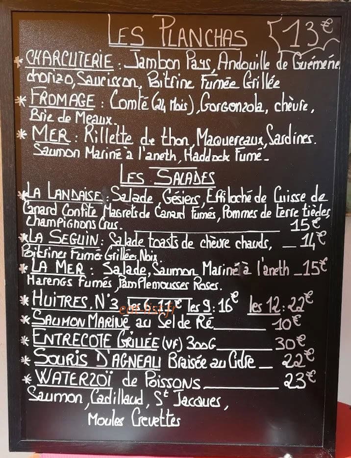 La Table d'Anaïs — carte page 1