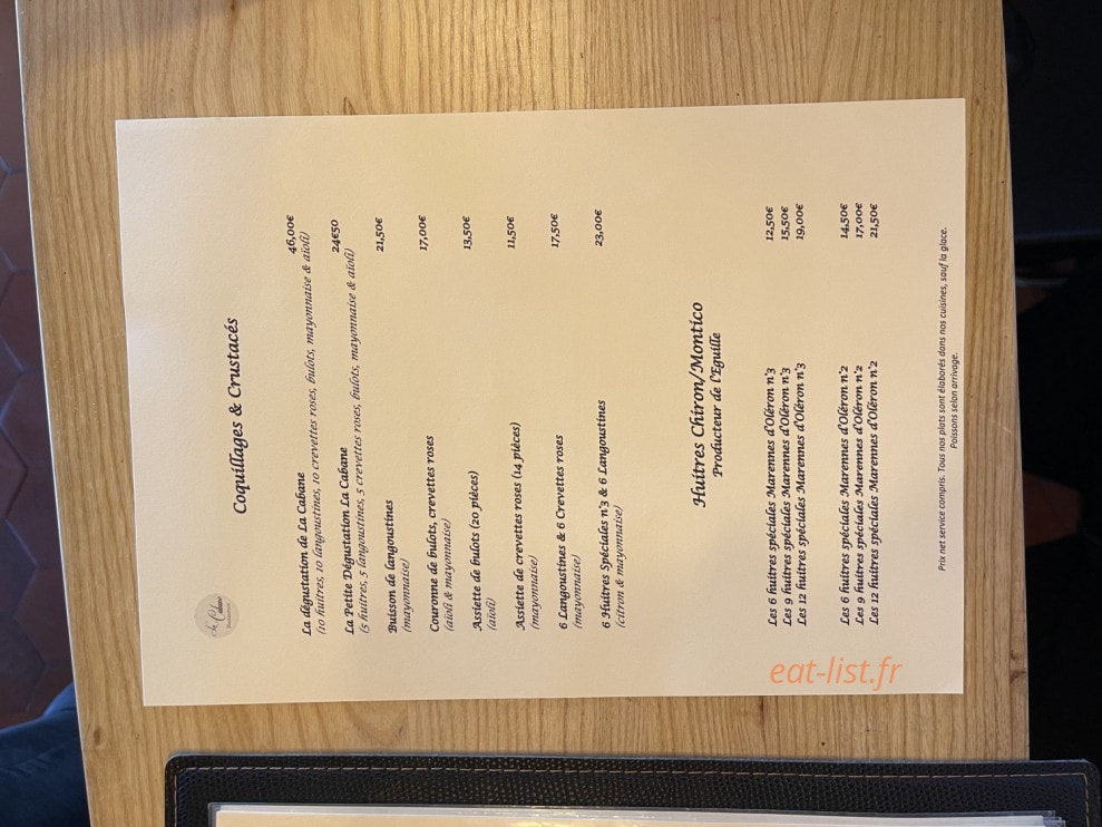 La Cabane — carte page 3
