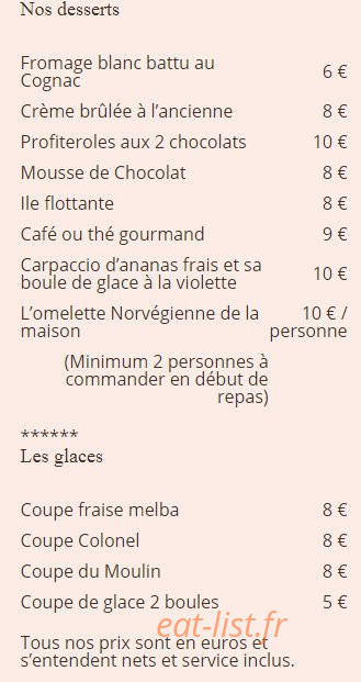 Auberge Du Moulin — carte page 5