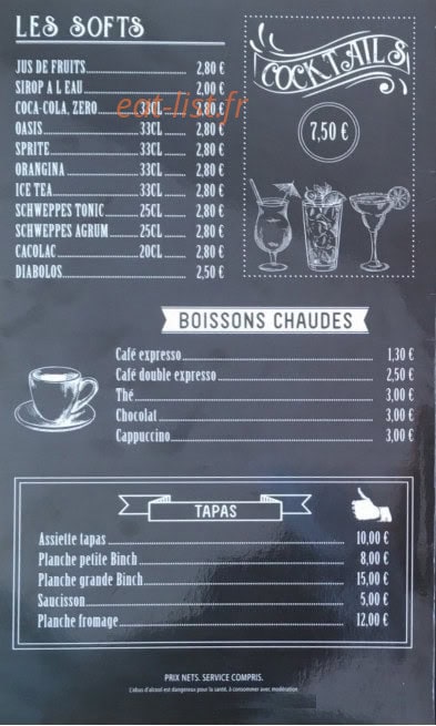 Binch café — carte page 2