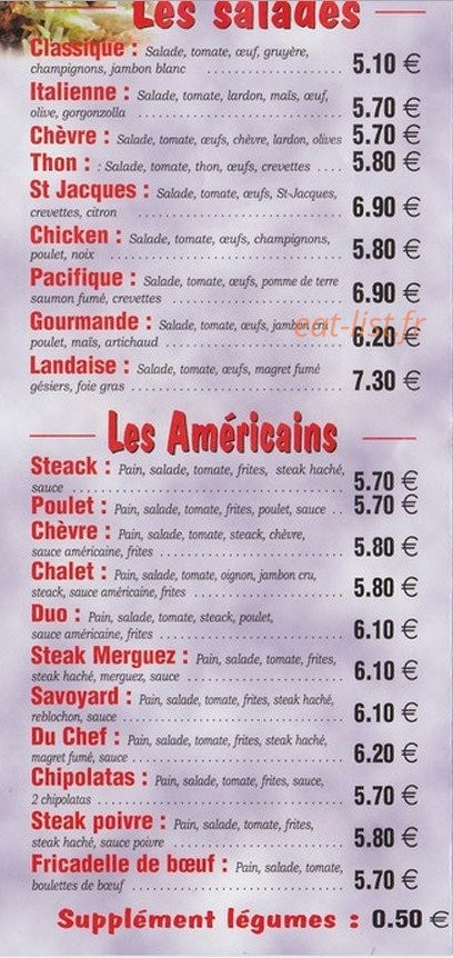 Le Chalet Des Saveurs — carte page 2