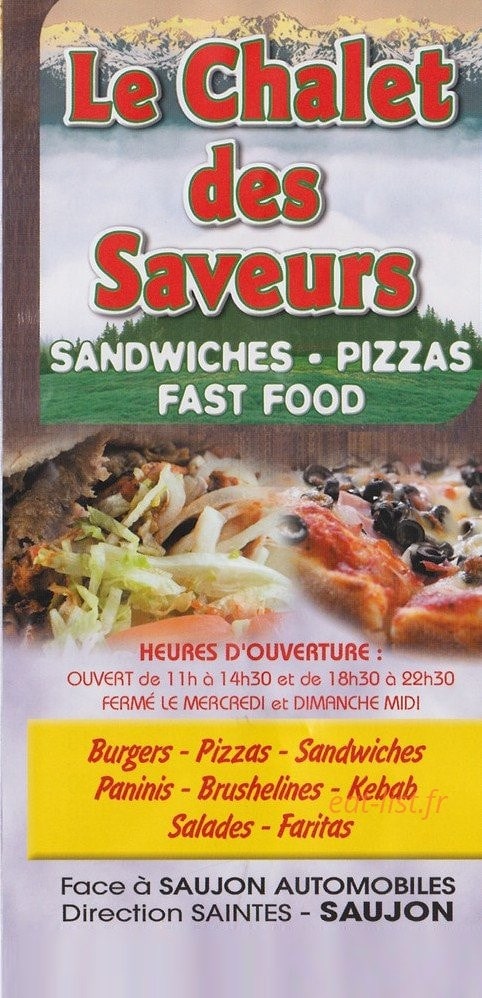 Le Chalet Des Saveurs — carte page 1