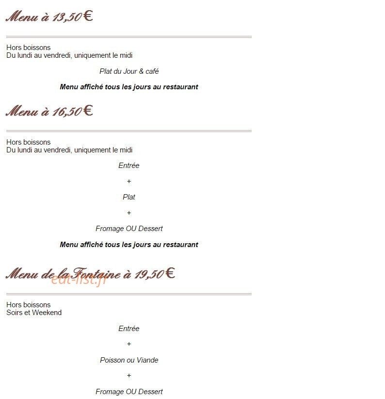 Auberge de la fontaine — carte page 3