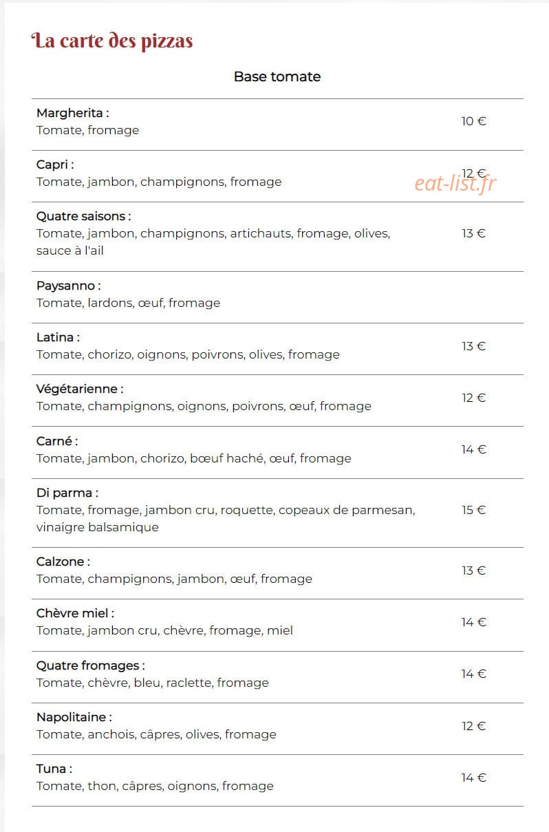 Borsalino pizzas — carte page 2