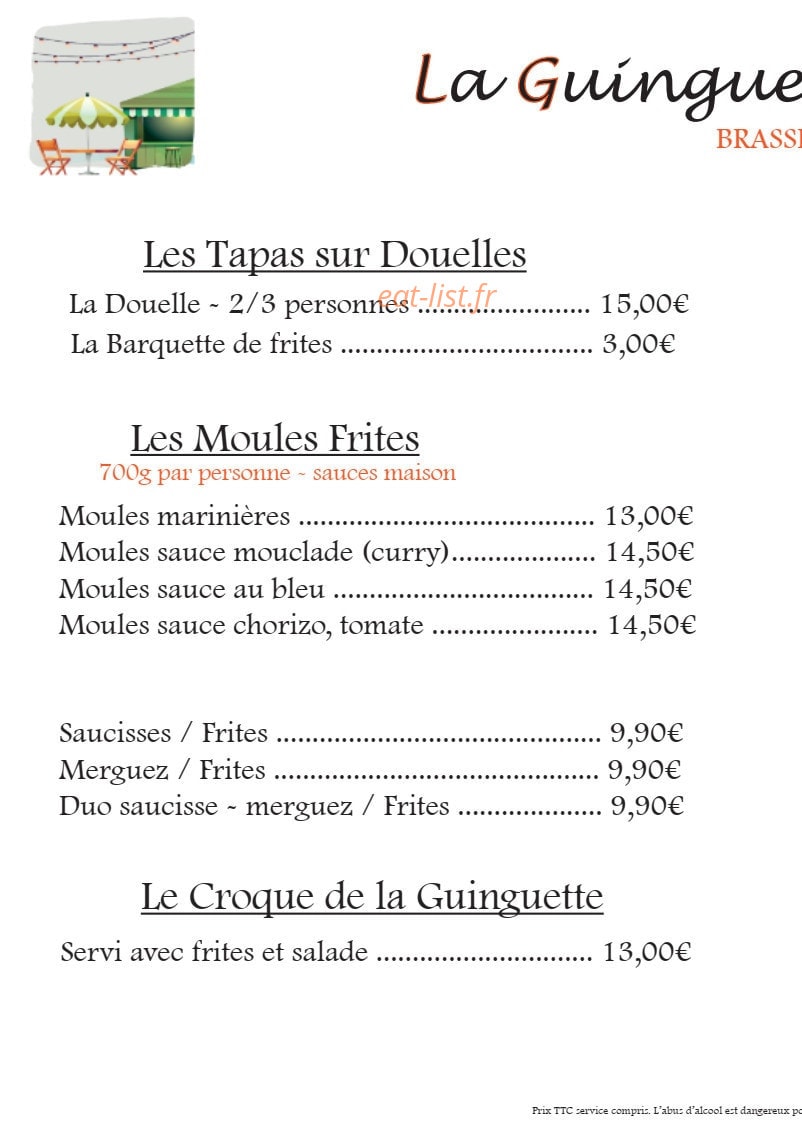 La Guinguette de Chaniers — carte page 1