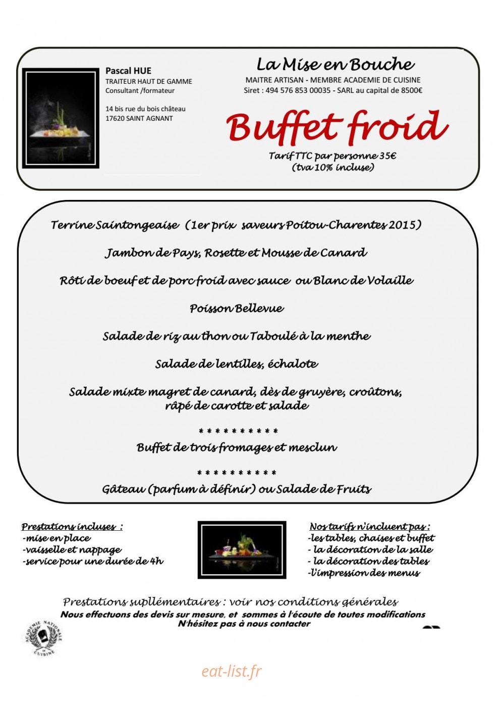 La mise en bouche — carte page 2