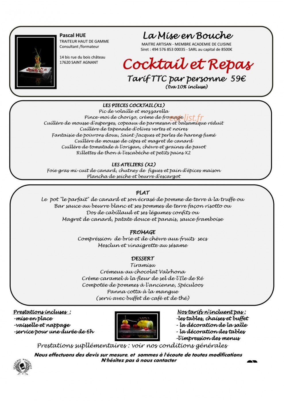 La mise en bouche — carte page 7