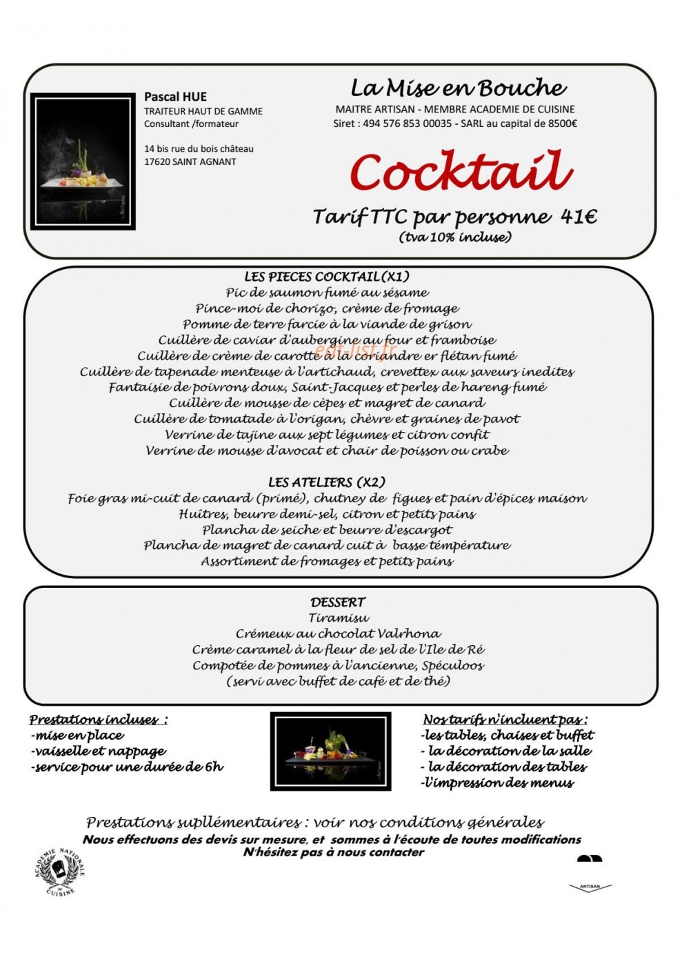 La mise en bouche — carte page 4