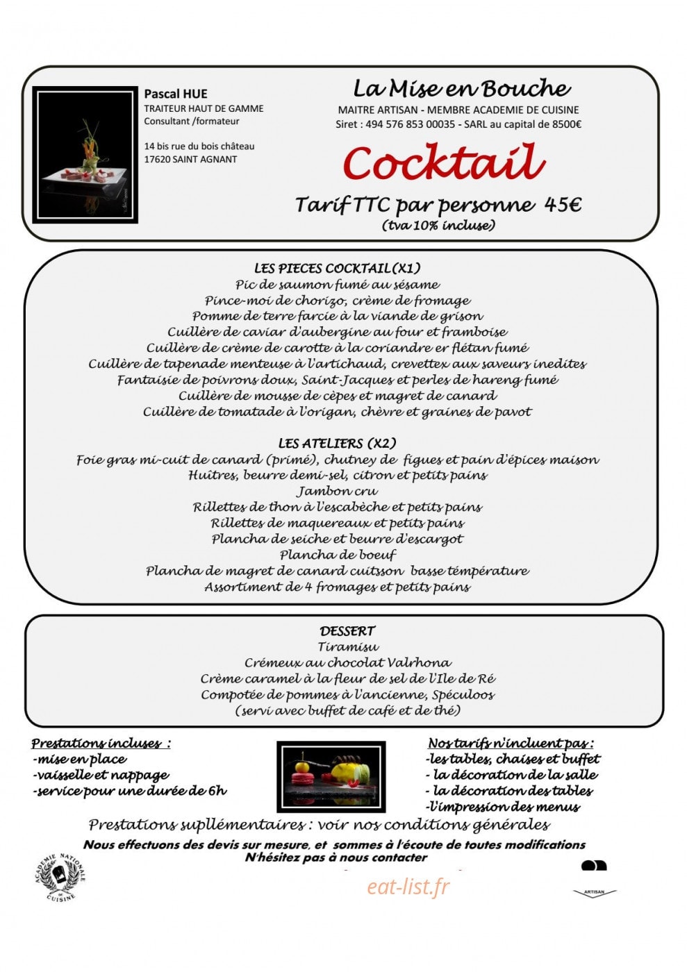 La mise en bouche — carte page 5