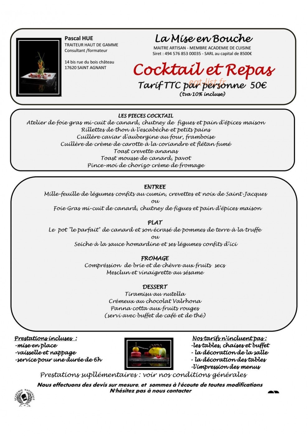 La mise en bouche — carte page 6
