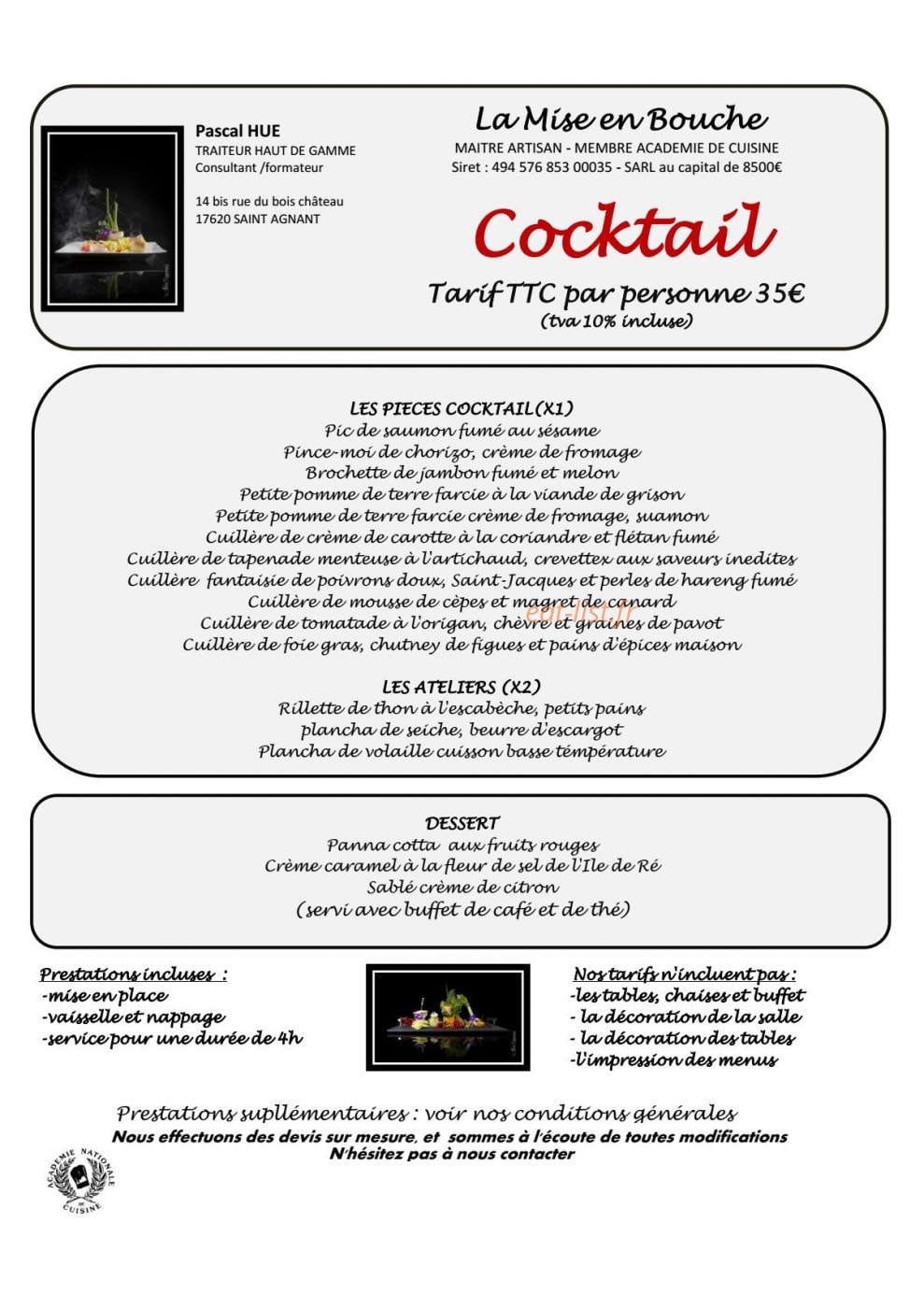 La mise en bouche — carte page 3