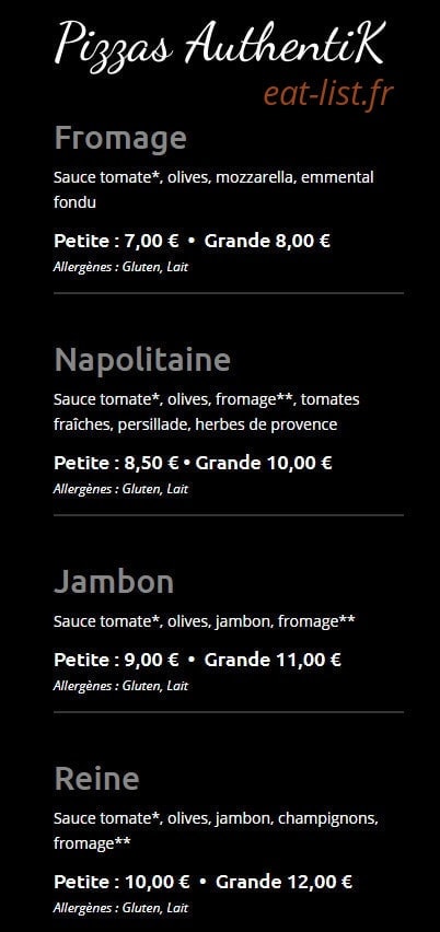 Kpizz — carte page 1