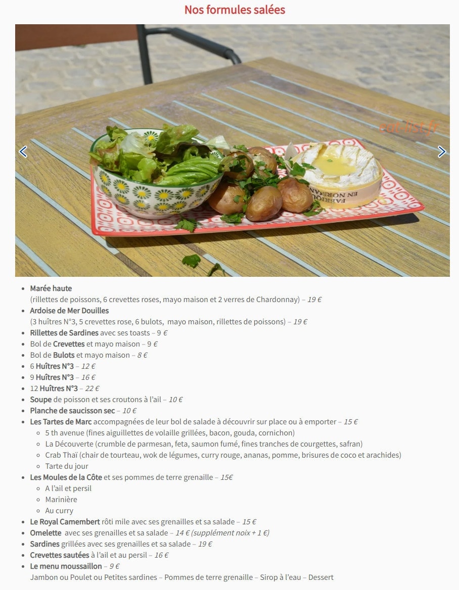 Le Corner du Môle — carte page 1