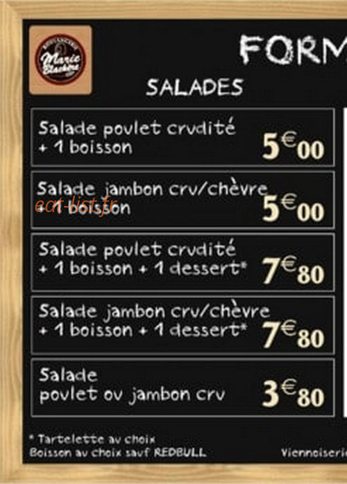 Boulangerie Marie Blachere — carte page 1