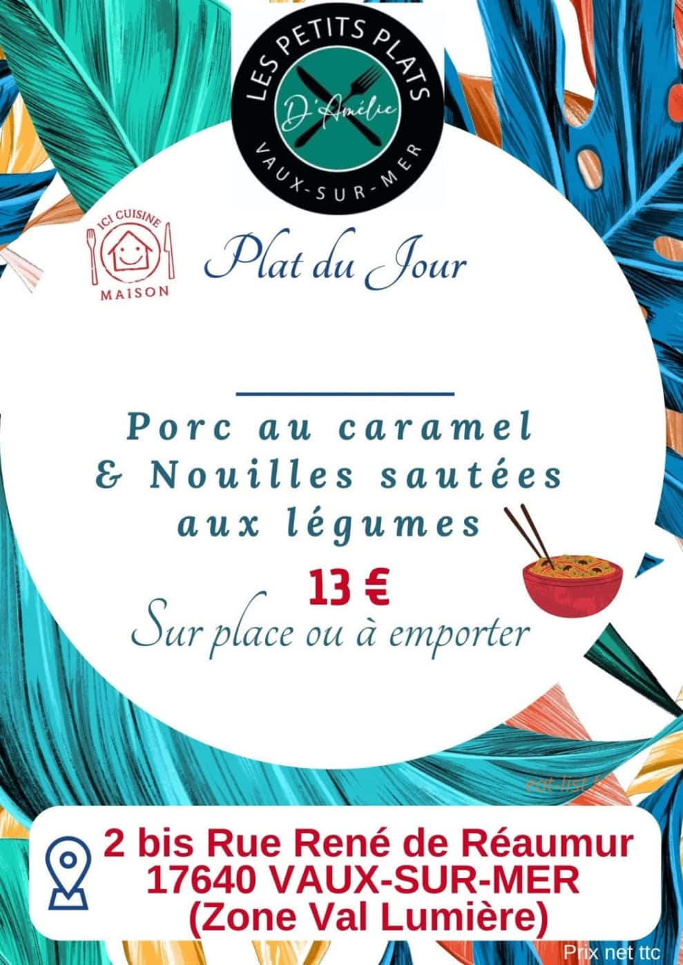 Les Petits Plats d'Amélie — carte page 1