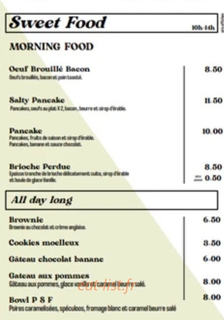 Tallow's Cafe — carte page 1