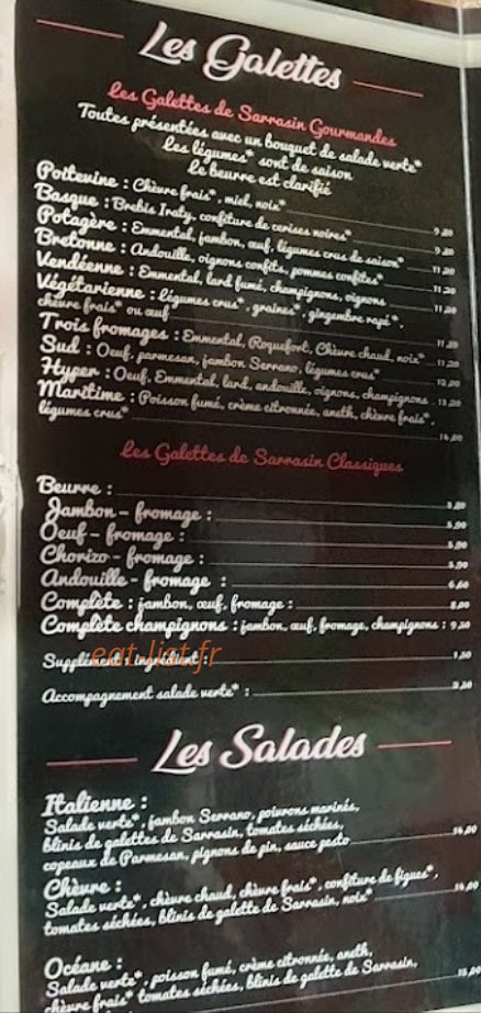 Au Bon Grain — carte page 1