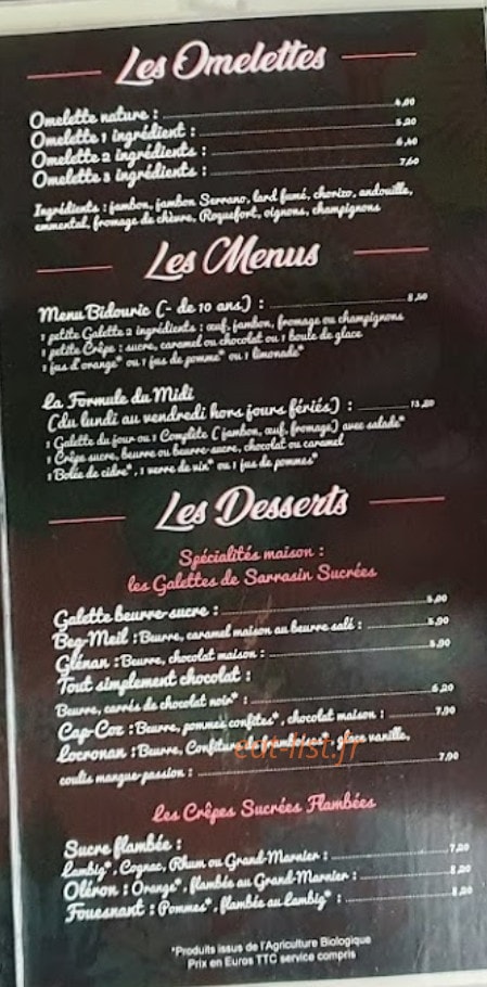 Au Bon Grain — carte page 2