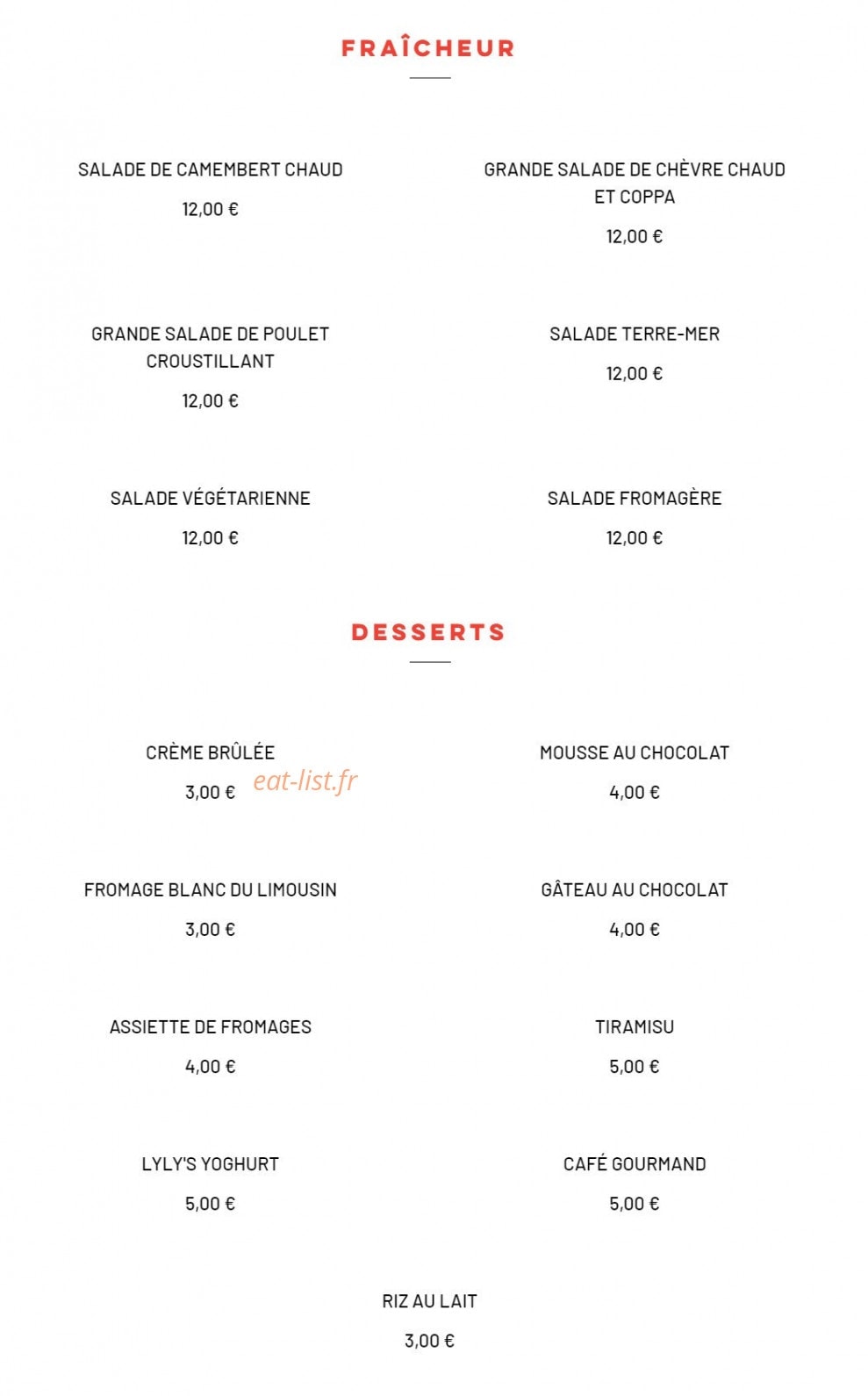 Bistro LyLy — carte page 3