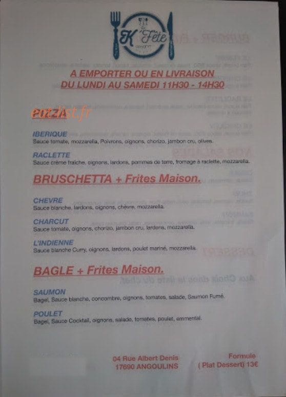 La K'fête concept — carte page 1