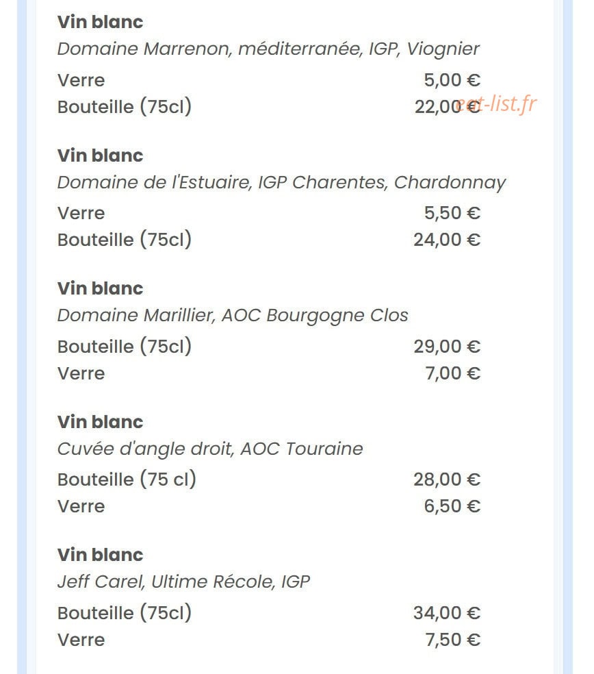 Le Bistrot de Côté Océan — carte page 15