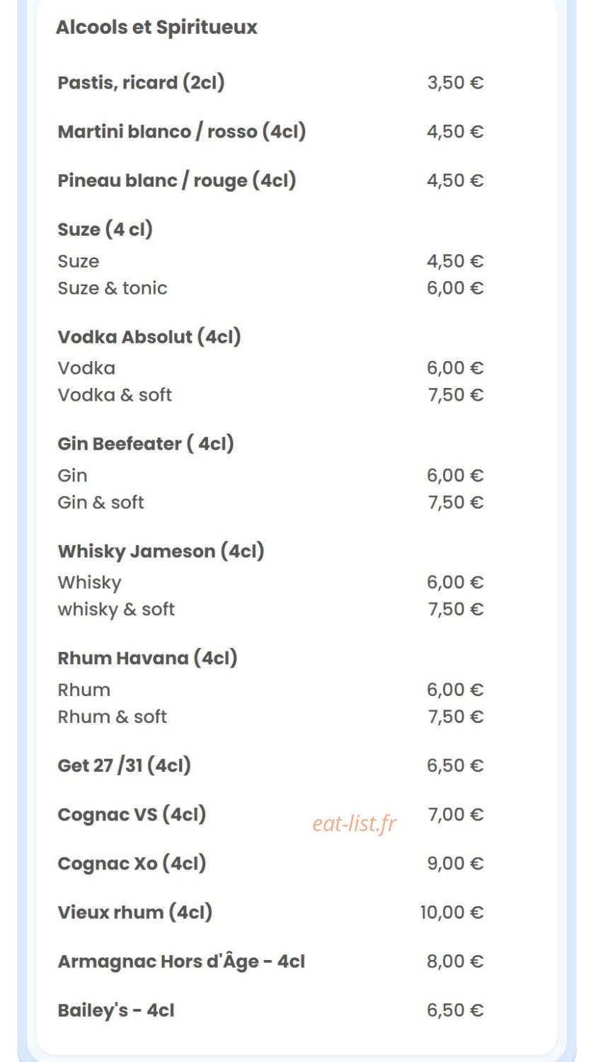 Le Bistrot de Côté Océan — carte page 18