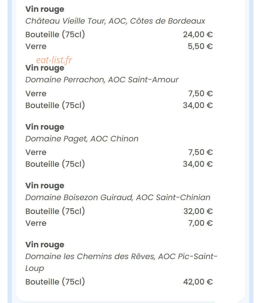 Le Bistrot de Côté Océan — carte page 16